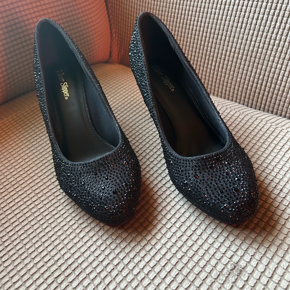 Black Rhinestone Heels